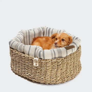 Cloud7 Basket Lazy // Rund hundekurv med blød inderpude (blue stripes)