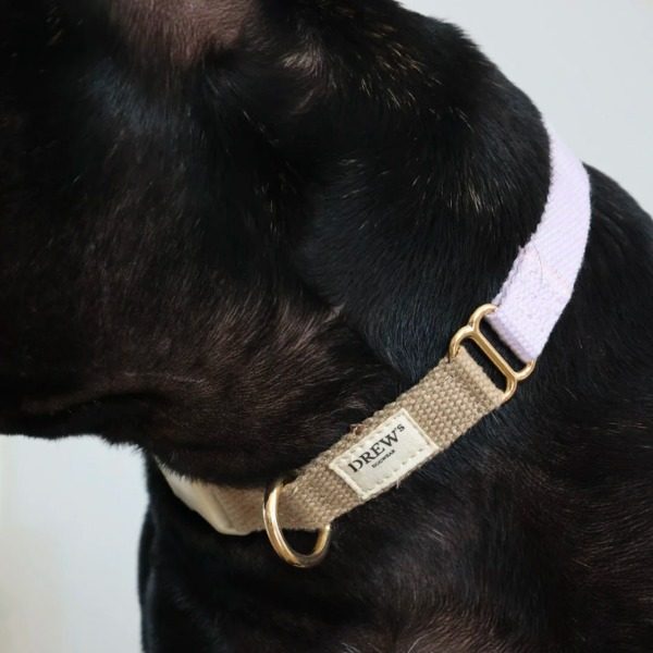 Drew's Dogwear Lavender // Justerbart halsbånd (lilla/beige)