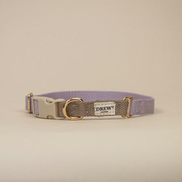Drew's Dogwear Lavender // Justerbart halsbånd (lilla/beige)