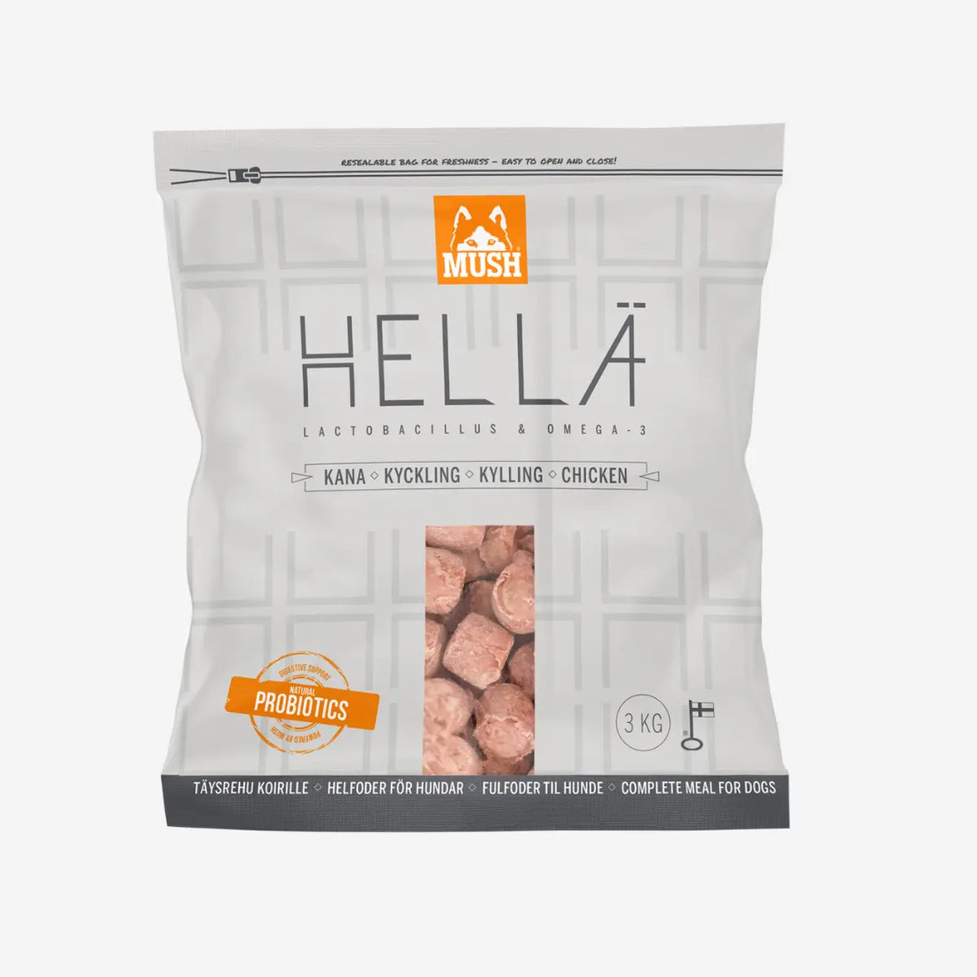 Mush Hella // 90% Kylling uden ben (frost) 3 kg.