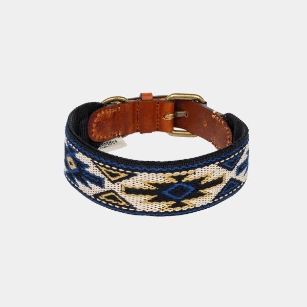 Buddys Dogwear Peyote Azul // Bredt og slidstærkt halsbånd (boheme)