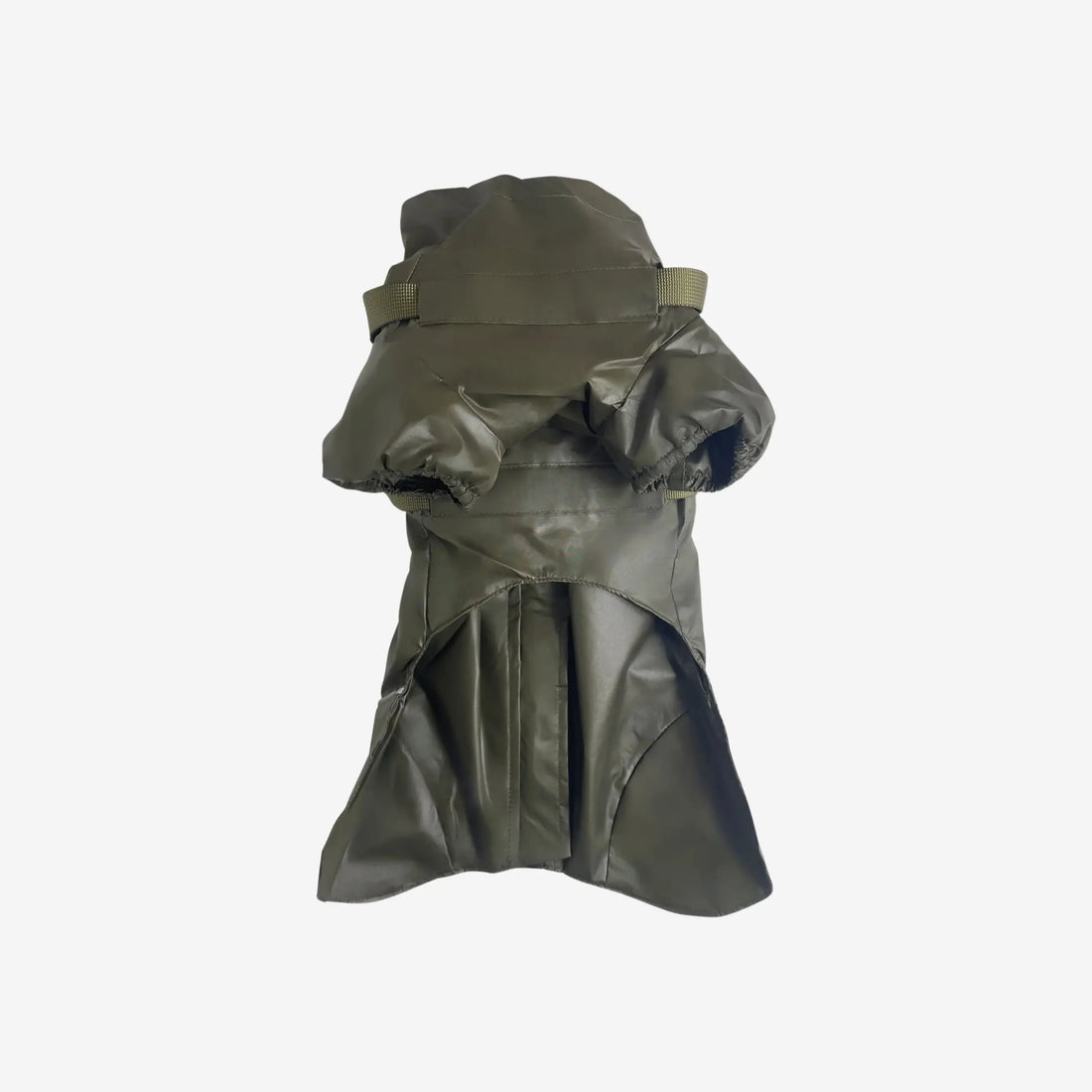 Puppy Bohème // Step-in hunderegnjakke med sele (dark olive)