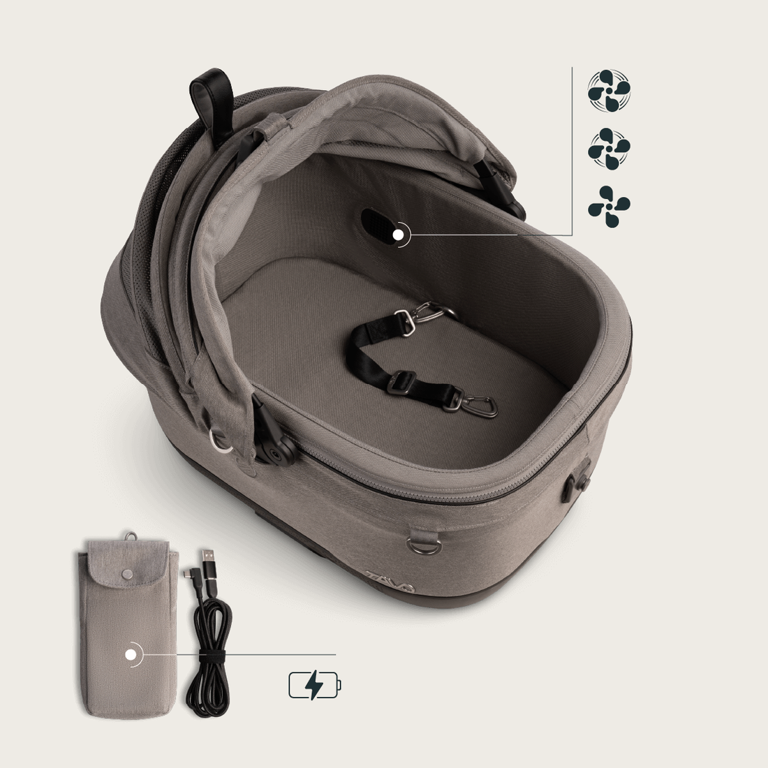 Tavo Maeve™ Iso5X Wind // Crash-testet bilsæde med ventilator & ISOFIX (max. 10 kg.)