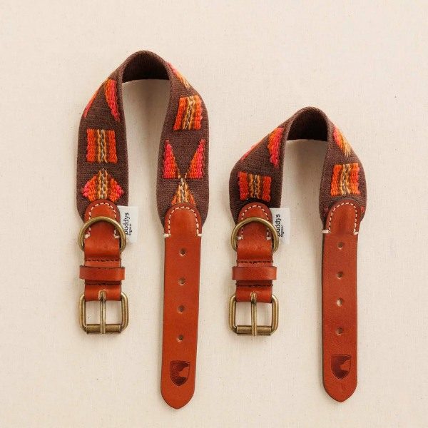Buddys Dogwear Etna Brown // Bredt og let halsbånd (brun/orange)