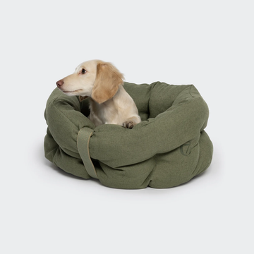 Cloud7 LTTL Snoozy Linen-Mix // Blød hundeseng til hvalpe og små hunde (moss)