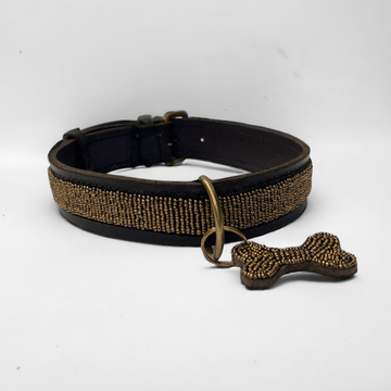 Zinj Copper // Håndlavet hundehalsbånd med perler