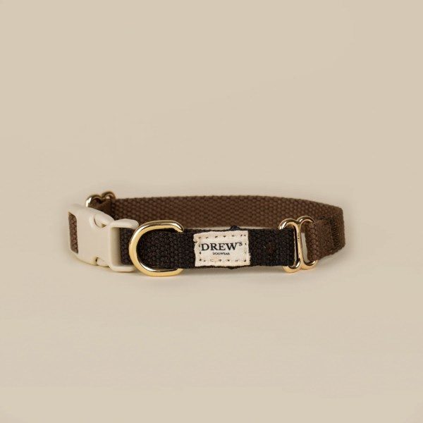 Drew's Dogwear Chocolate // Justerbart halsbånd (mørkebrun)