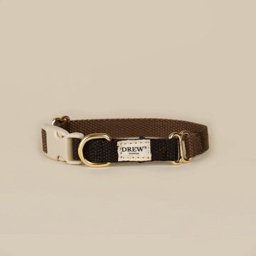Drew's Dogwear Chocolate // Justerbart halsbånd (mørkebrun)