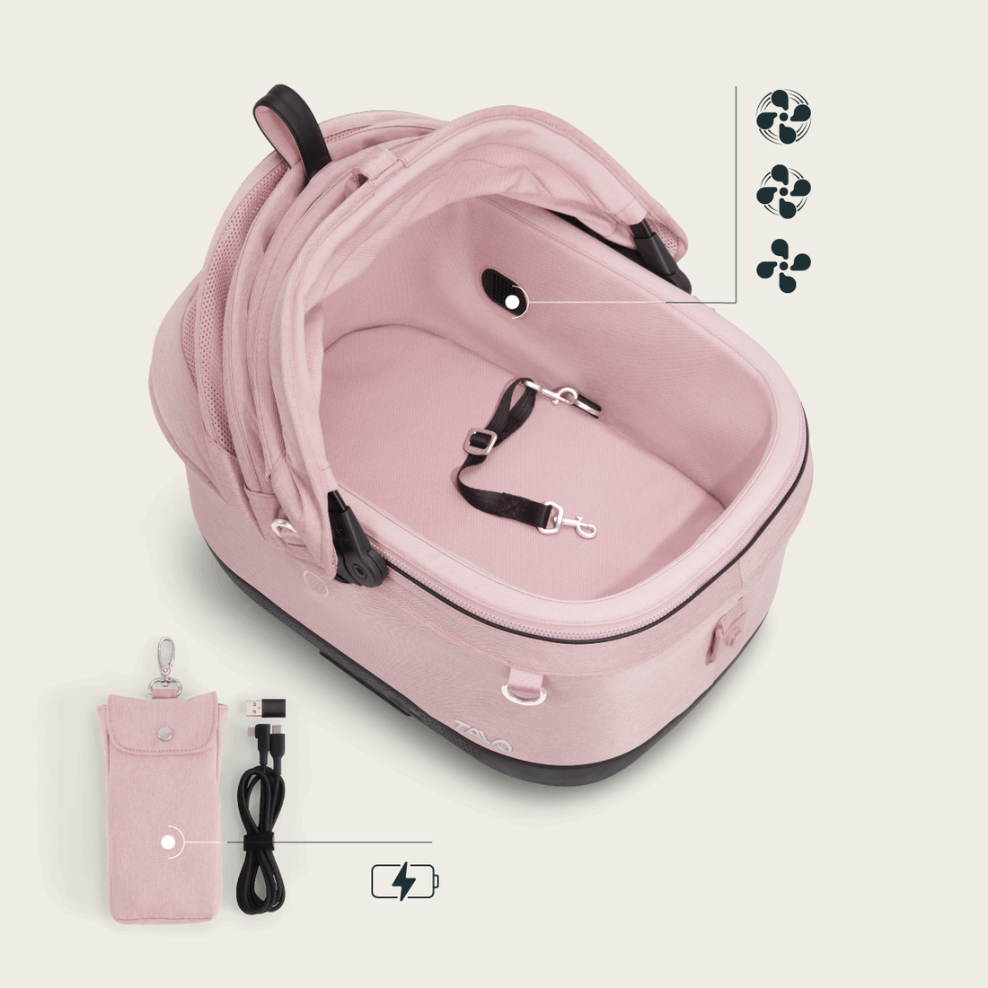 Tavo Maeve™ Iso Wind // Crash-testet bilsæde med ventilator & ISOFIX (sakura)