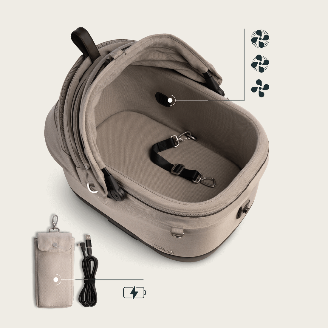 Tavo Maeve™ Iso Wind // Crash-testet bilsæde med ventilator & ISOFIX (tawny)