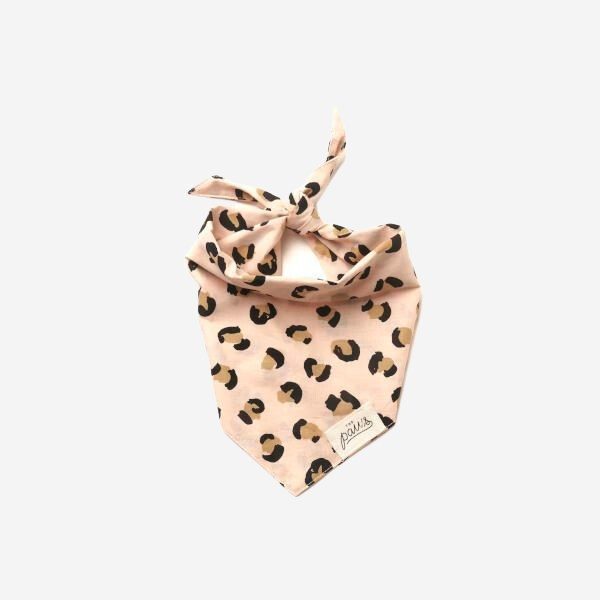 Penny // Hundebandana med leopard (lyserød) Large