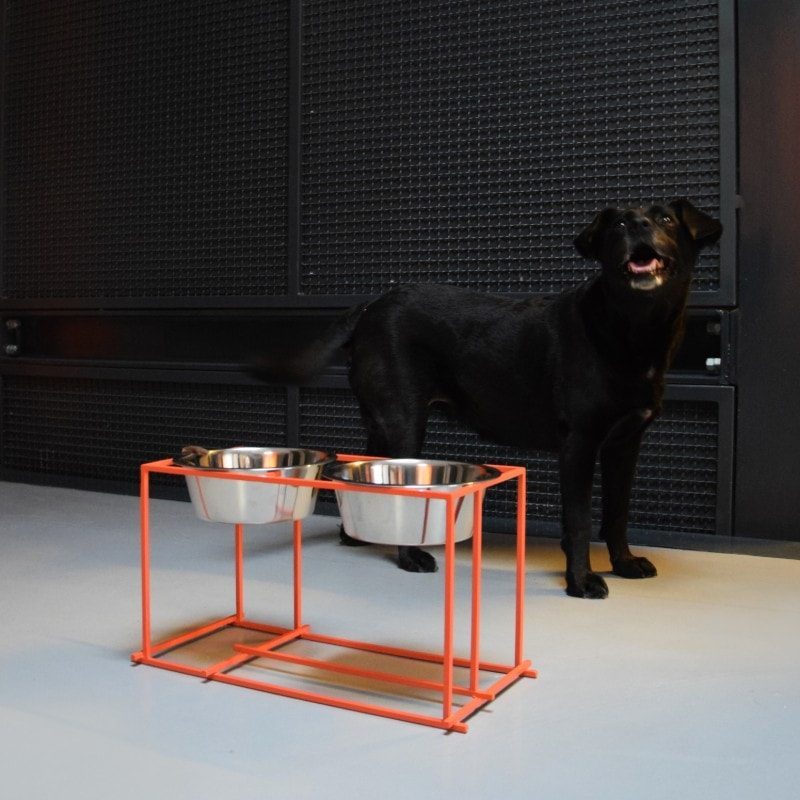 Bauhaus orange // Højt geometrisk stativ med to skåle