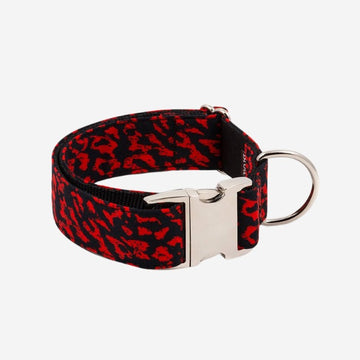 Brott Conesa // Håndlavet hundehalsbånd i nylon (rød leopard)