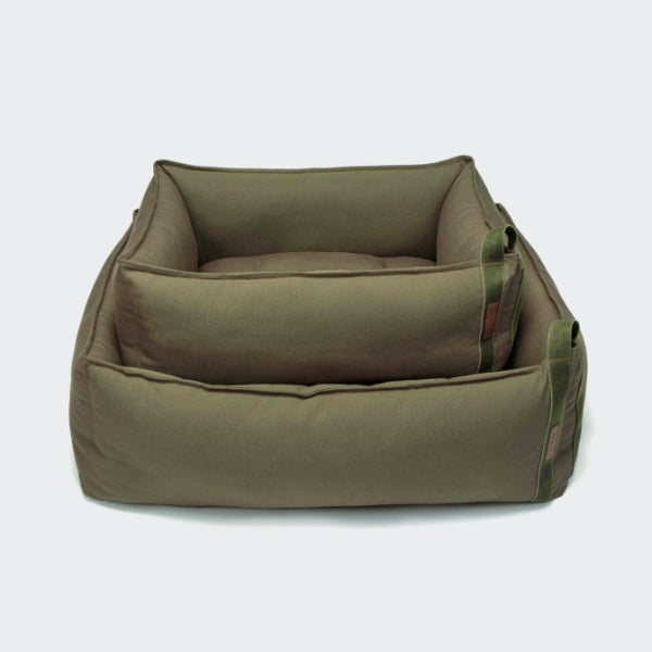 Cloud7 Boost // Blød hundeseng i slidstærkt canvas (olive)