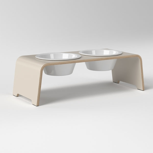 DogBar, Porcelæn Skåle // Foder- og vandskåle stativ (beige)