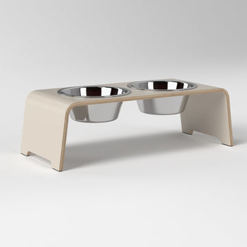 dogBar, Stål Skåle // Foder- og vandskåle stativ (beige)