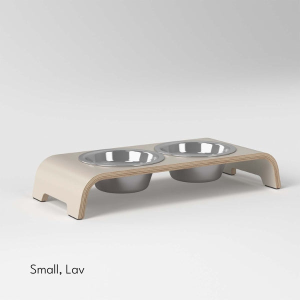 dogBar, Steel Bowls // Food and water bowl stand (beige)