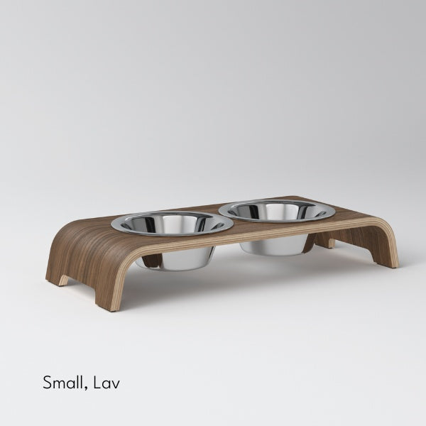 dogBar, Steel bowls // Food and water bowl stand (walnut)