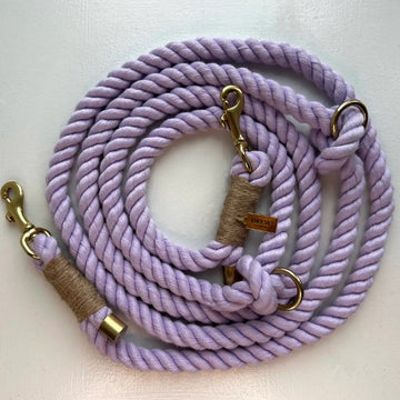 Drew's Dogwear Lavender // Flettet hundesnor i blødt reb (lilla)