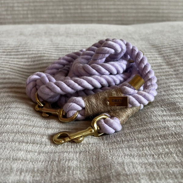Drew's Dogwear Lavender // Flettet hundesnor i blødt reb (lilla)