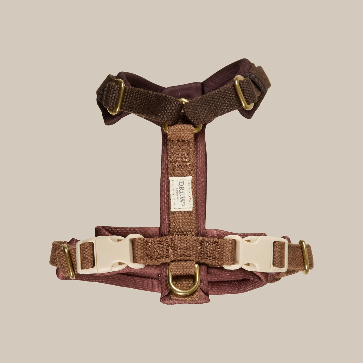 Drew's Dogwear Chocolate Pro // Justerbar og blød y-sele (mørkebrun)