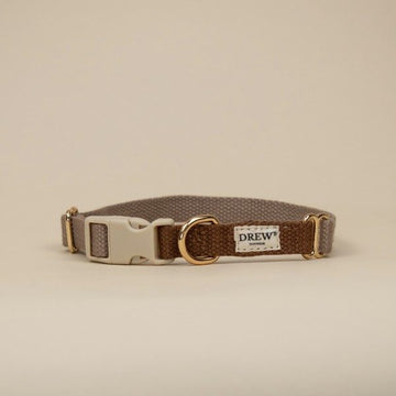 Drew's Dogwear Cortado // Justerbart halsbånd (brun/beige)