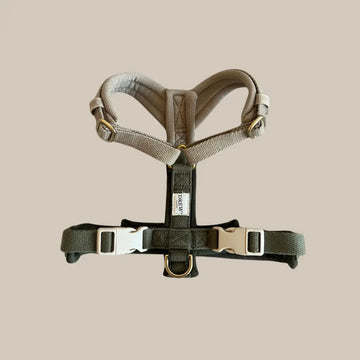 Drew's Dogwear Olive Pro // Justerbar y-sele (grøn/beige)