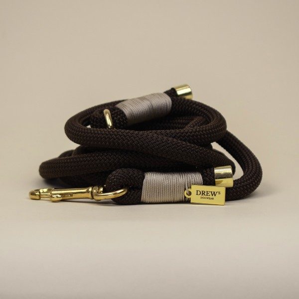 Drew's Dogwear Espresso // Justérbar og blød rebline (mørkebrun)