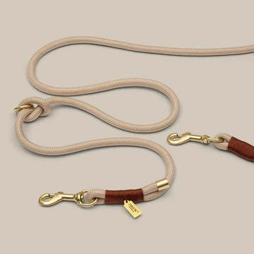 Drew's Dogwear Chailatte // Adjustable and soft rope leash (beige)