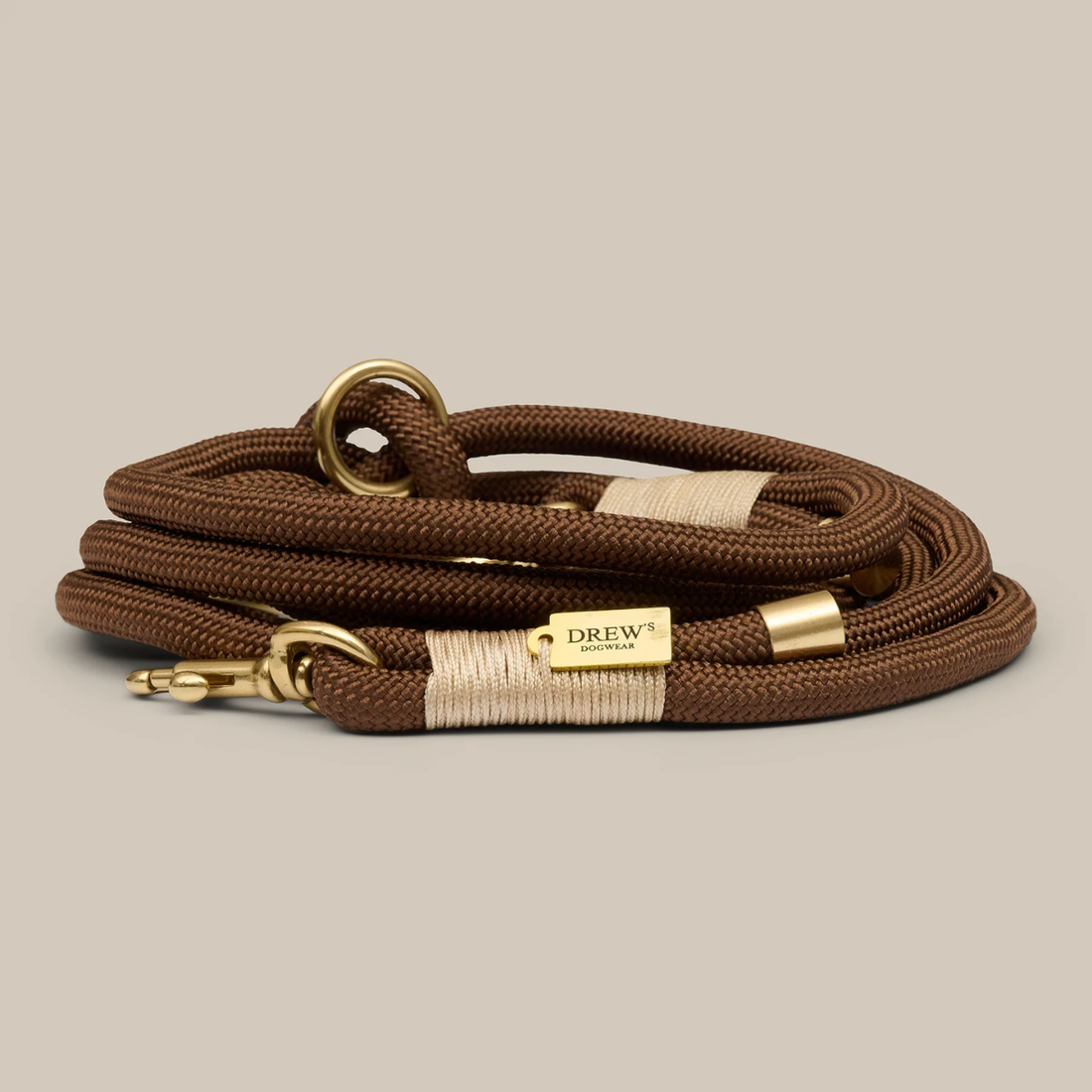 Drew's Dogwear Espresso // Adjustable and soft rope leash (dark brown)