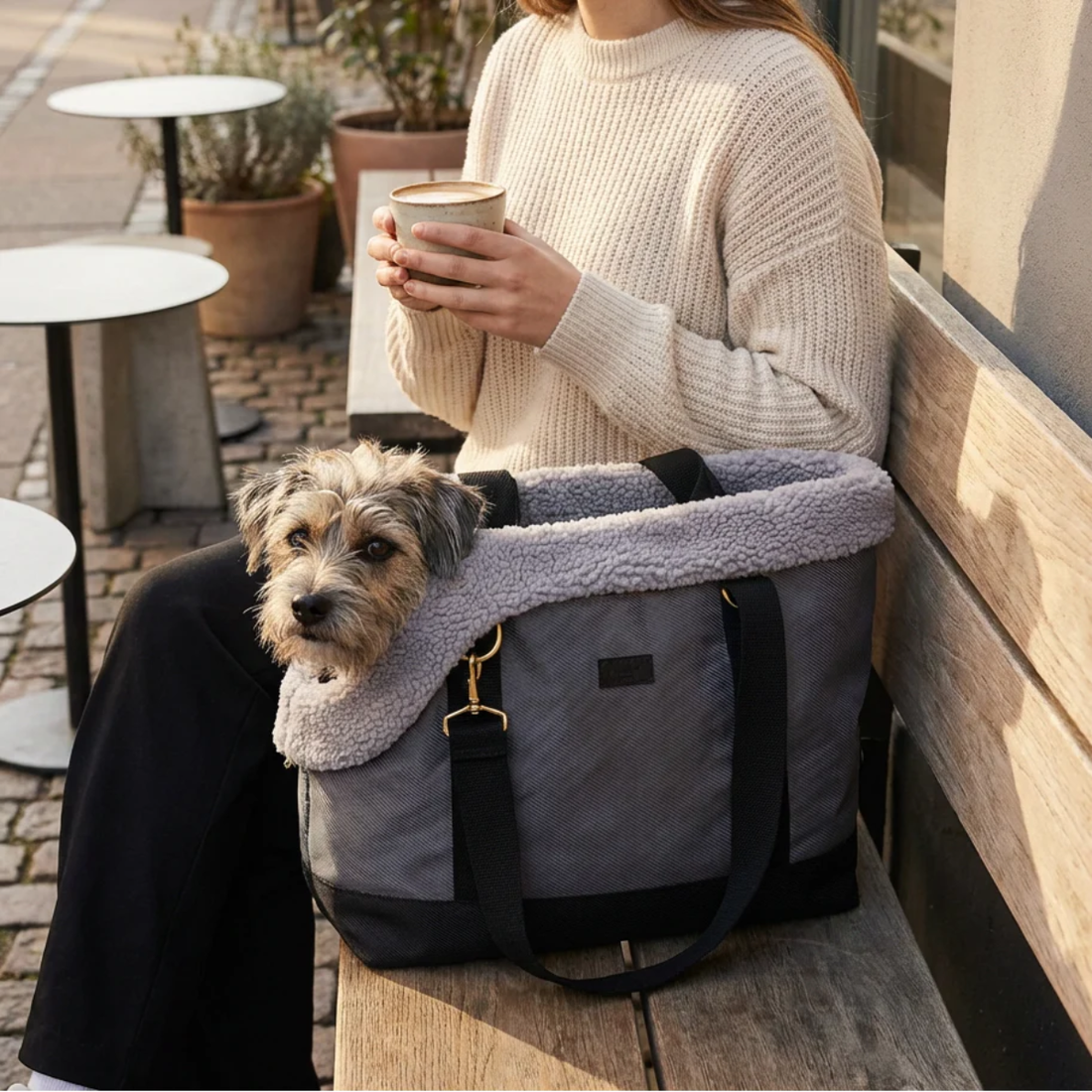 Drew's Dogwear Otis // Hundetaske med teddy inderfor