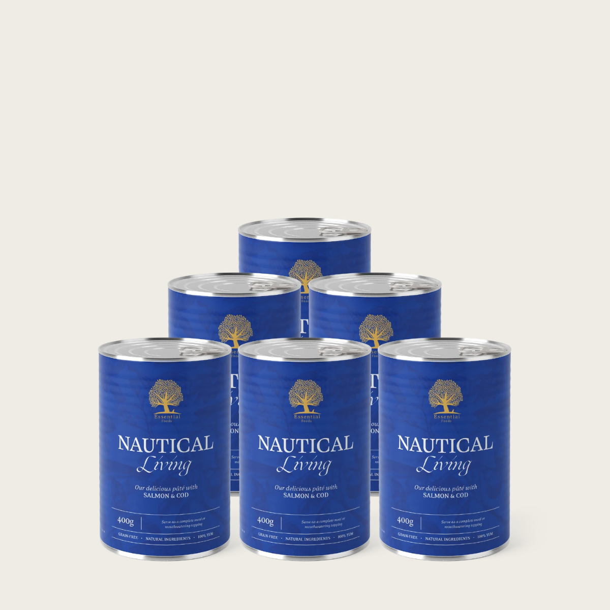 Essential Nautical Living Paté // Vådfoder med laks og torsk (6 x 400g)