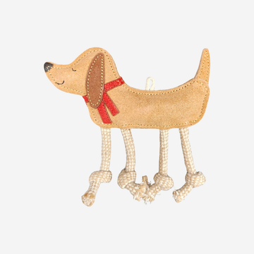 Funny Zoo Christmas Dog // Naturligt julelegetøj i ruskind og reb