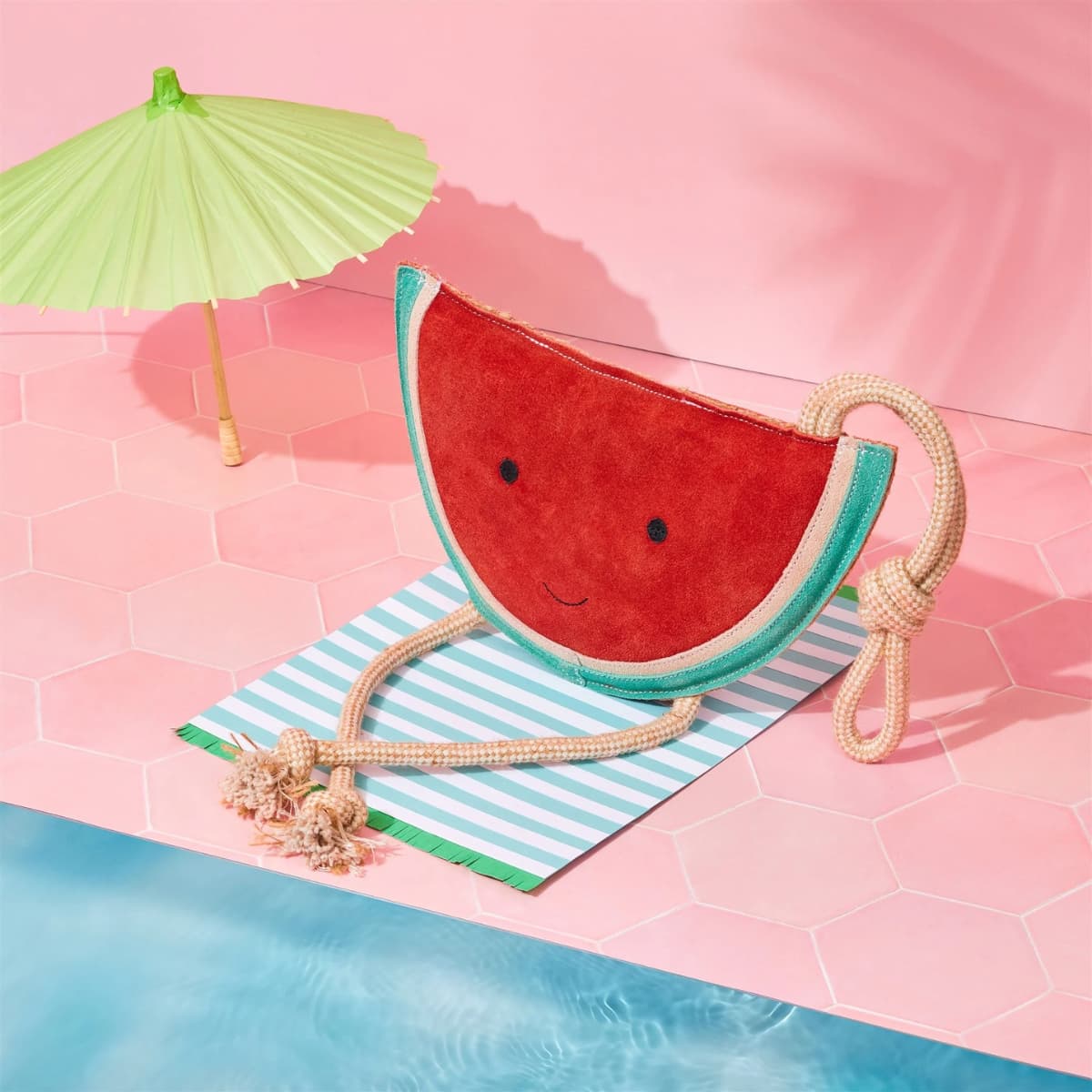 Wendy the Watermelon // Stort legetøj i ruskind og jute (vandmelon)