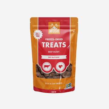 Mush Treats, Beef Heart //  Smagfulde frysetørrede godbidder af oksehjerte
