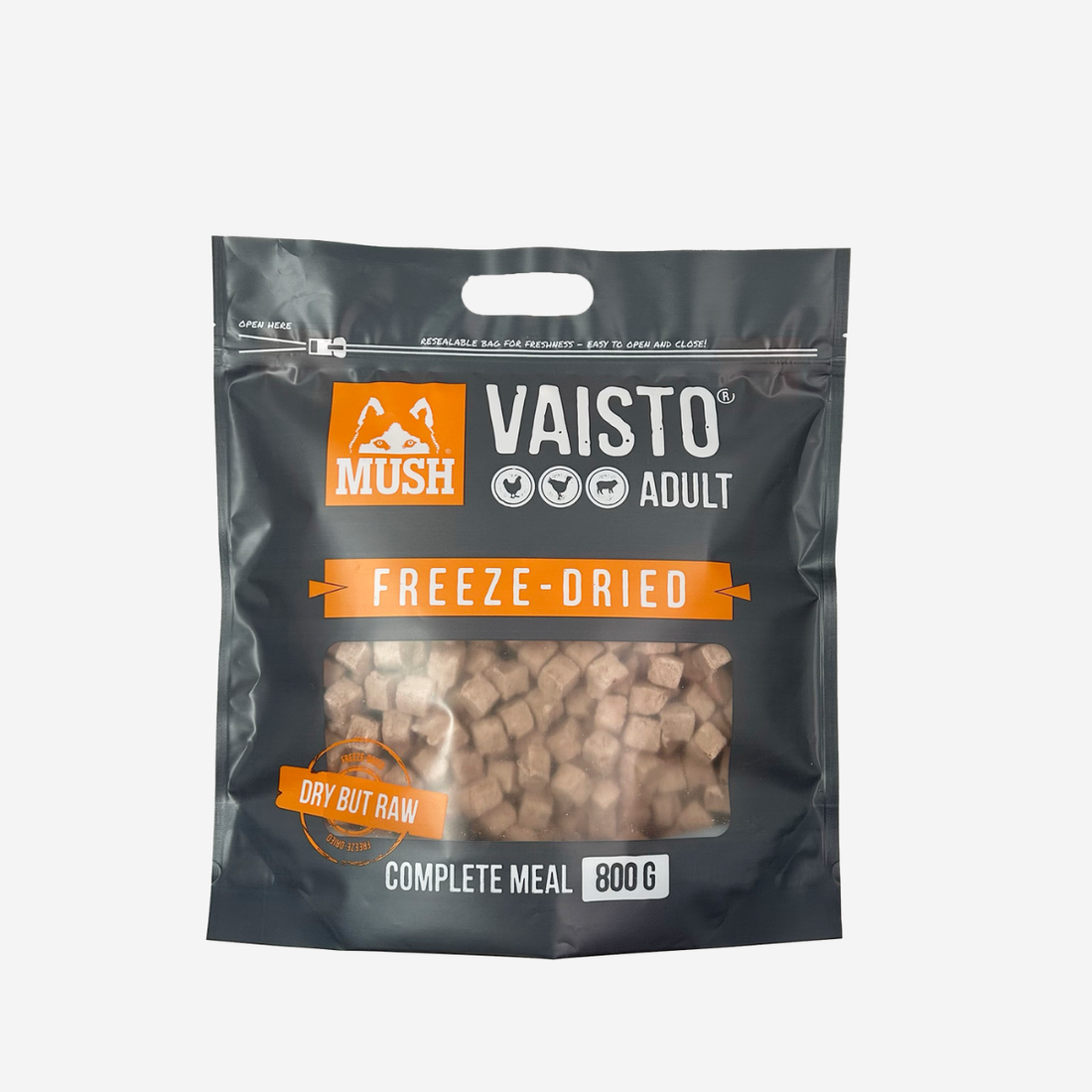 Mush Grå Frysetørret // Blødt foder velegnet til aktive hunde (kylling, kalkun, lam)