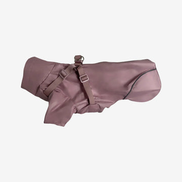 Puppy Bohème // Step-in dog rain jacket with harness (berry)