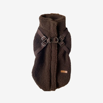 Puppy Bohème // Blød teddyjakke med sele (espresso)