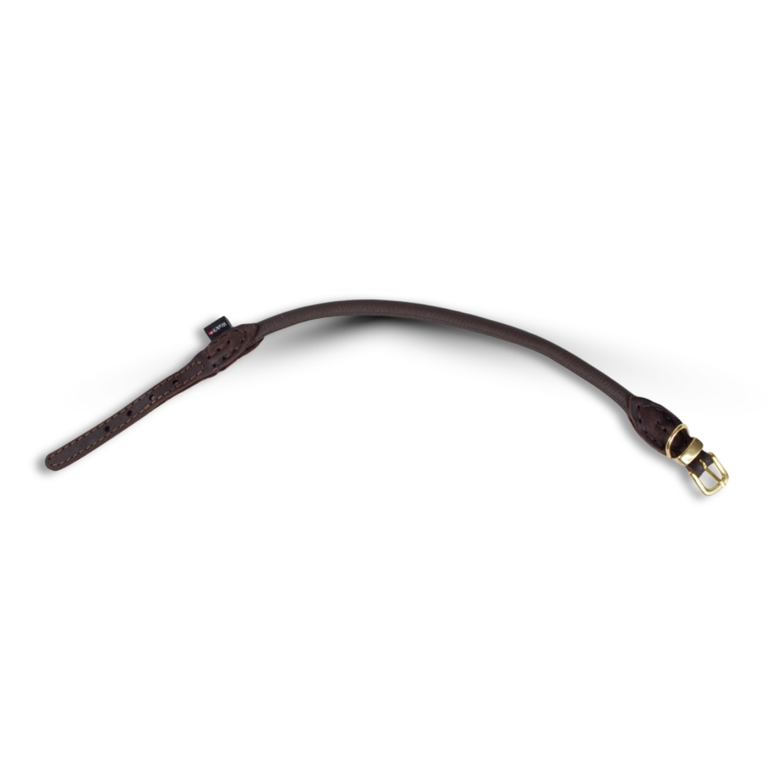 Walk'it Round Sewn // Round sewn leather collar with brass (dark brown)