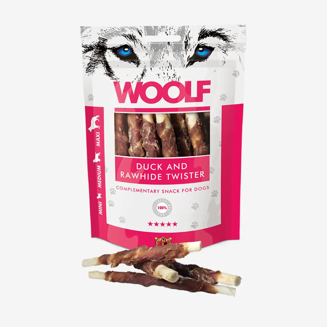 Woolf Duck Twister // Tyggesnack med oksehud og and