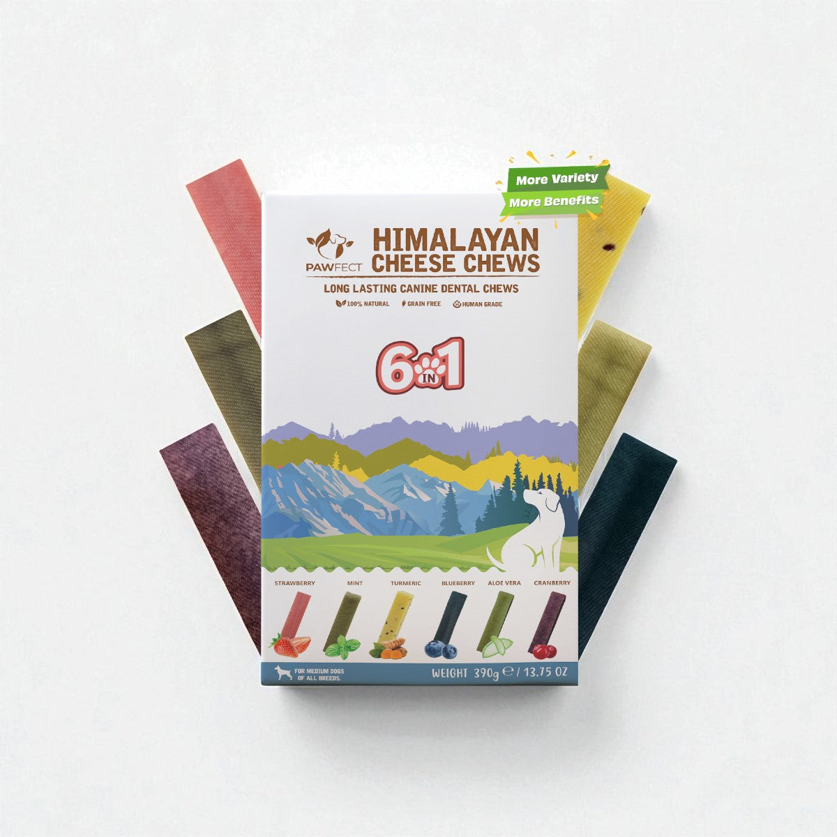 Pawfect Himalaya Variety // Naturlig og langtidsholdbare gnaveben (6 stk)
